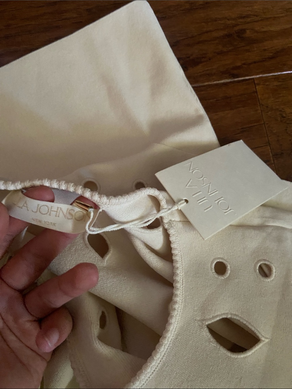 Ulla Johnson Cream Laser-Cut Ponte Tunic Top - Picture 3 of 3